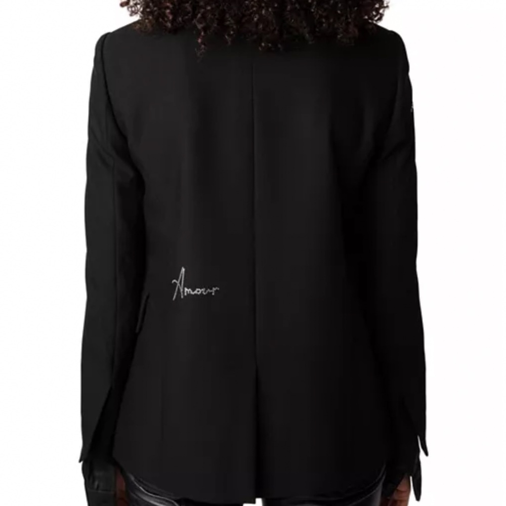 ZADIG & VOLTAIRE Edgy Embellished Black Blazer Sz 36/4 NWT $600!! - Picture 2 of 6
